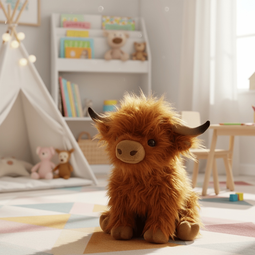 Peluche Vache Câline des Highlands Doudou Adorable 0