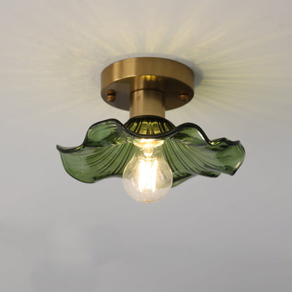 Lampe Suspendue en Verre Floral Élégant