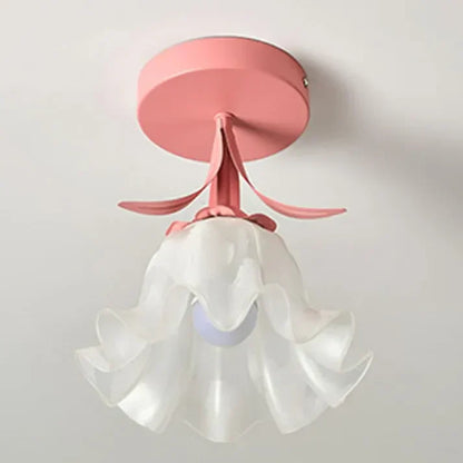 Lampe Plafond Vintage Fleur en Verre Délicat