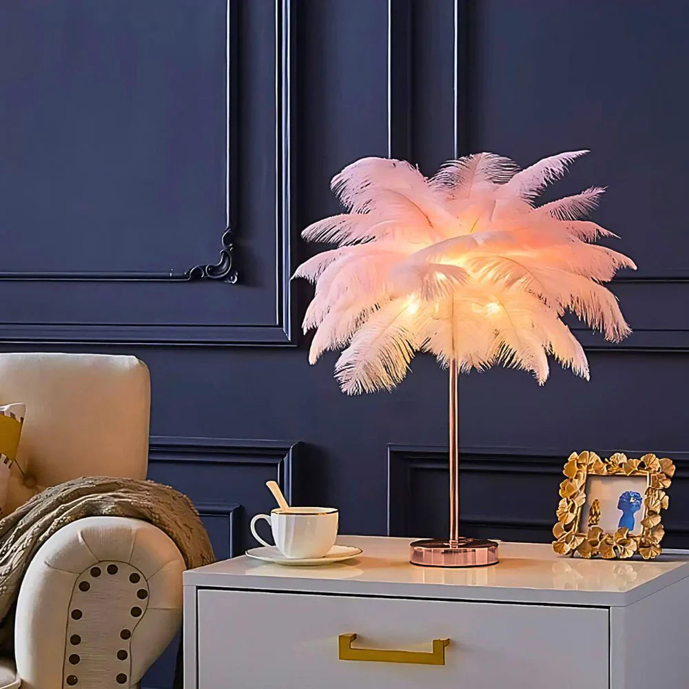 Lampe de Table Plume Éclairage Doux