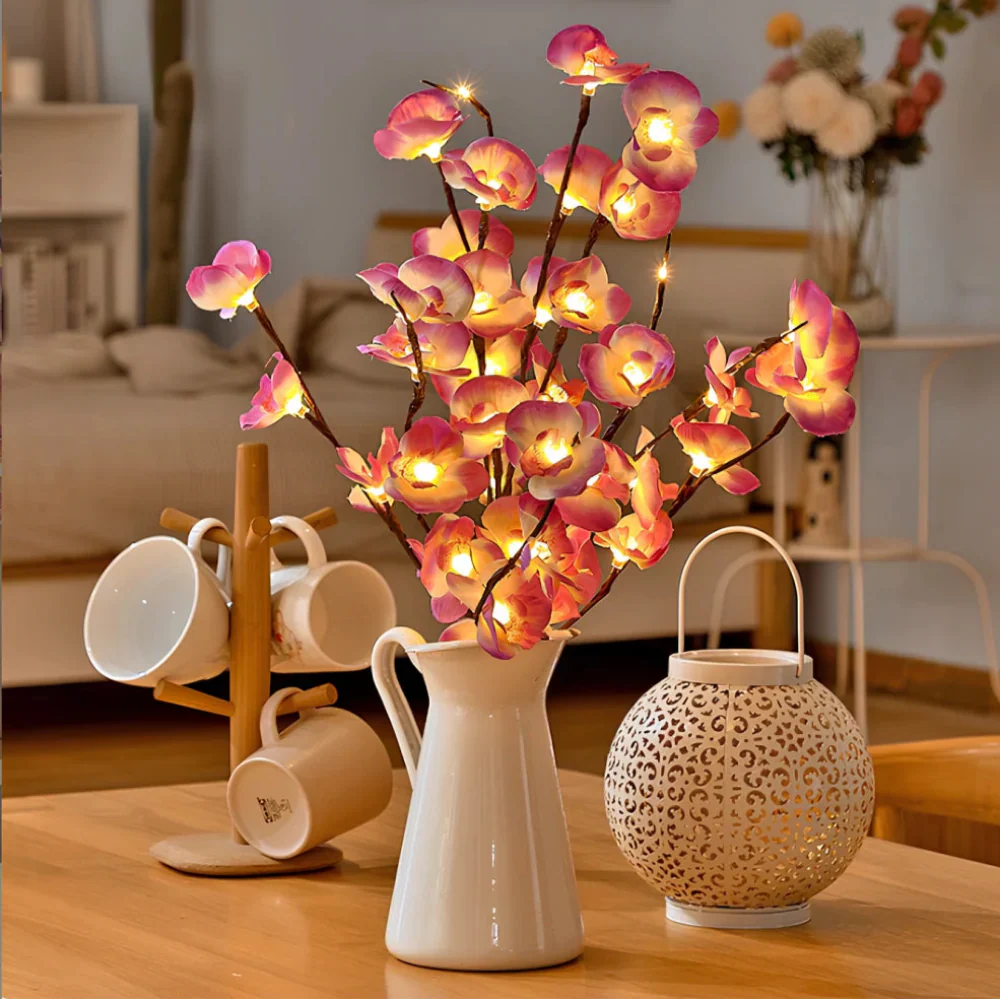 Lampe de Table à Branche Artificielle Éclairée