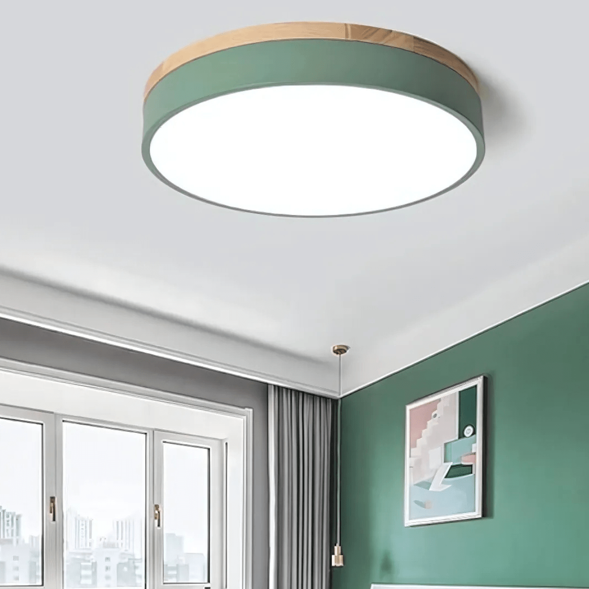 Plafonnier LED Design Naturel avec Accent Vert 2