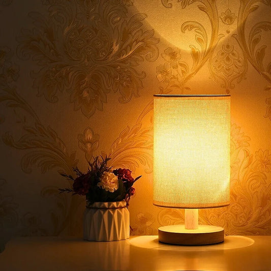 Lampe de Table Bois Naturel Tissu Réglable - BlxckFR
