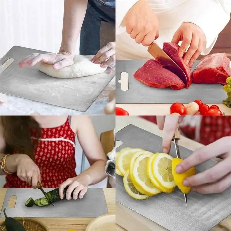 Planche à découper en acier inoxydable, Planche de cuisine résistante avec poignée intégrée-Planche à découper-Oslo France