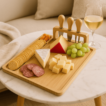 Planche à découper Bois avec Couteau et Fourchette Accessoires - Foivo