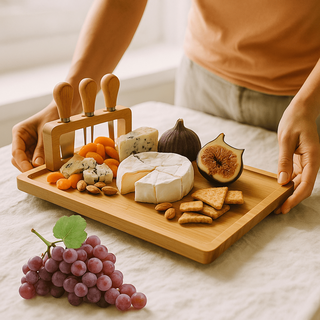 Planche à découper Bois avec Couteau et Fourchette Accessoires
