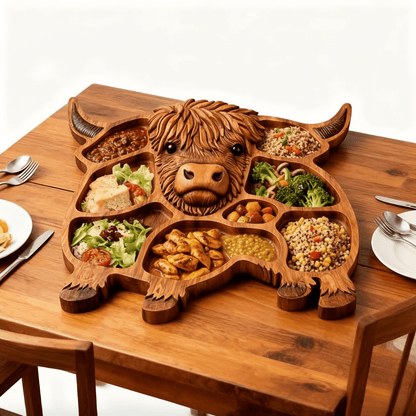 Planche à découper Bois massif Motif vache pour fromages et snacks