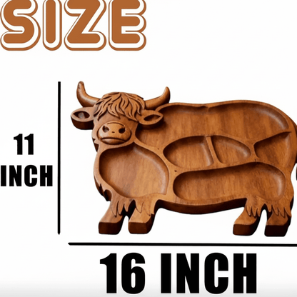 Planche à découper Bois massif Motif vache pour fromages et snacks