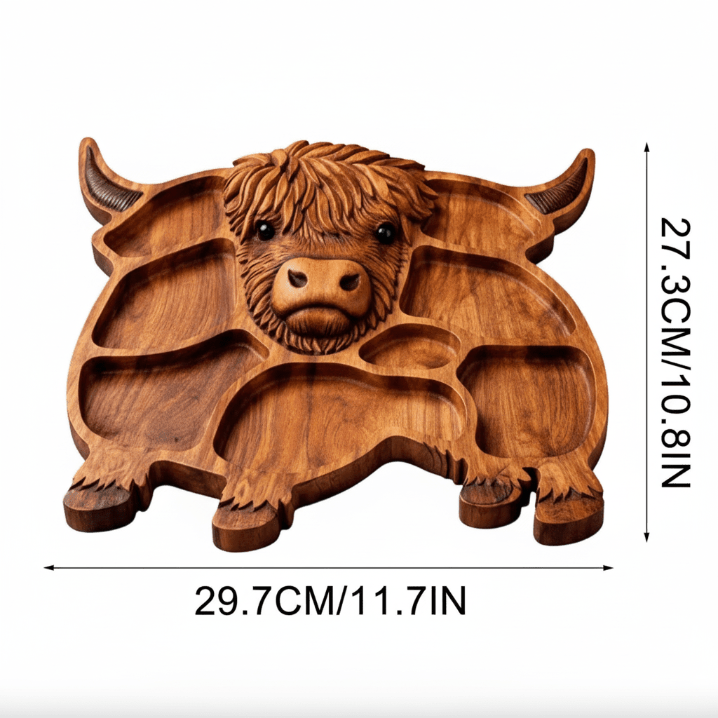 Planche à découper Bois massif Motif vache pour fromages et snacks