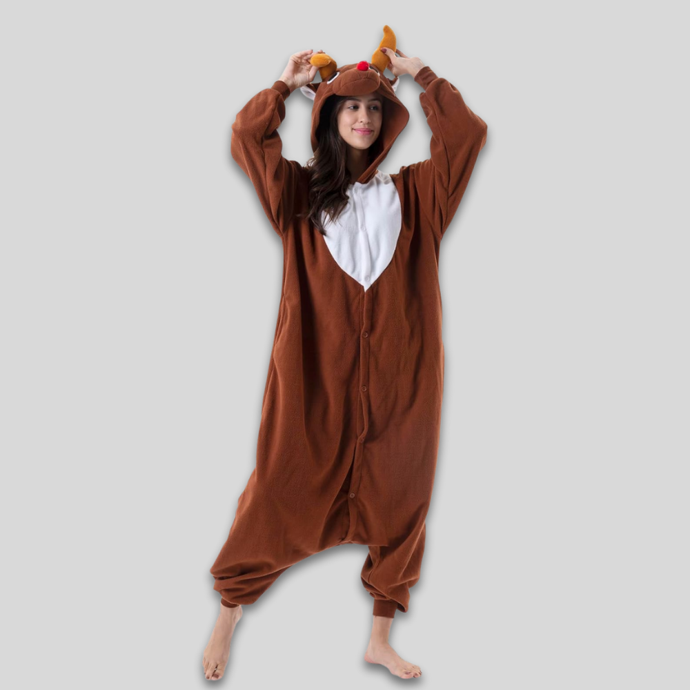 Combinaison Polaire Douillette pour Adultes Pyjama Décontracté