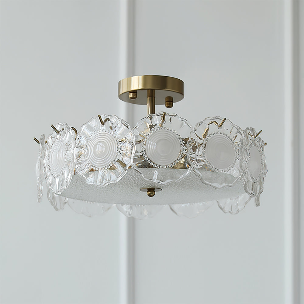 Luminaire en Verre Élégant avec Décor Floral