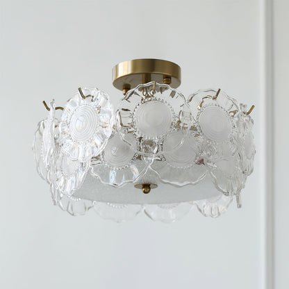 Luminaire en Verre Élégant avec Décor Floral