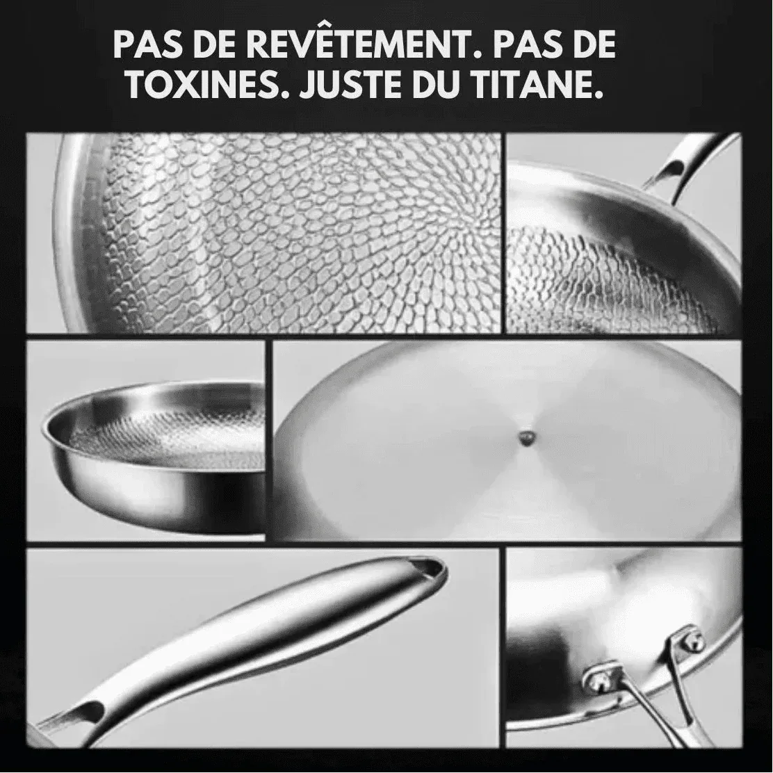 Poêle de cuisine en titane finition martelée – manche ergonomique pour cuisson quotidienne-cuisine-Oslo France