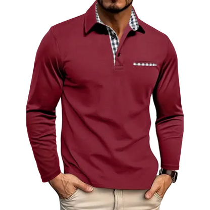Polo Homme Manches Longues Coton Coupe Ajustée - Foivo