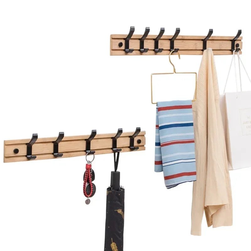 Porte-manteau Mural Bambou avec Crochets Aluminium Moderne