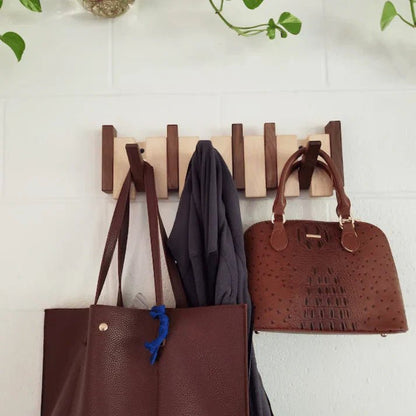 Porte-manteau Mural Bois Design Piano avec Crochets
