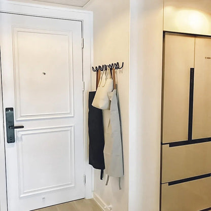 Porte-manteau Mural Fer Forgé Design Ondulé avec Crochets