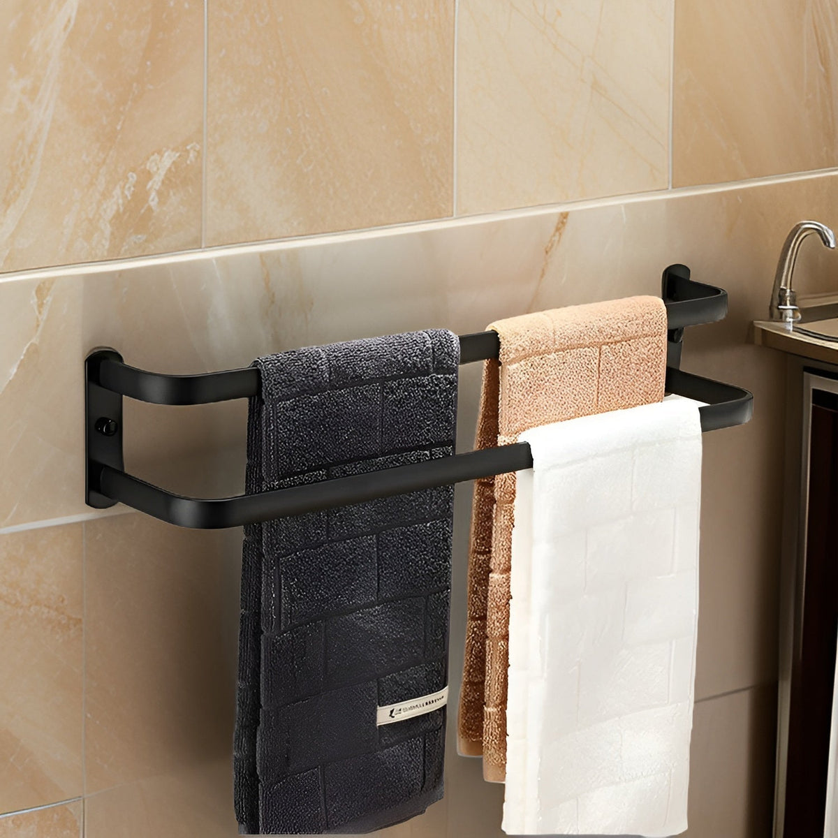Porte-serviettes Mural Aluminium Multi-niveaux Salle de Bain