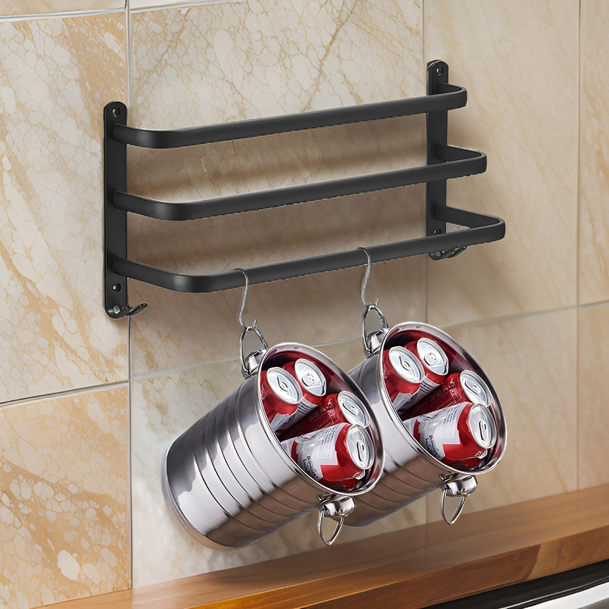 Porte-serviettes Mural Aluminium Multi-niveaux Salle de Bain