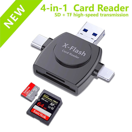 Lecteur Carte USB Multifonction 4 en 1 pour Transfert de Données - Foivo