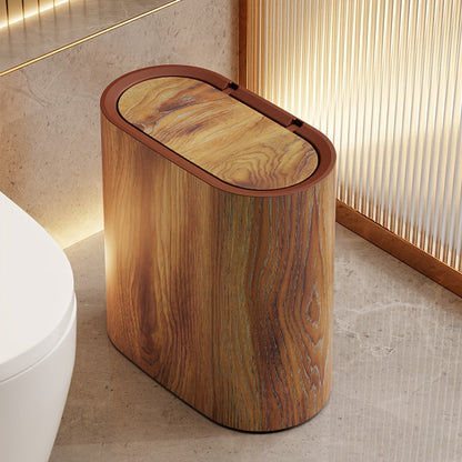 Poubelle de salle de bain, cuisine design avec couvercle, format compact et finition élégante-décoration intérieure-Marron-Oslo France