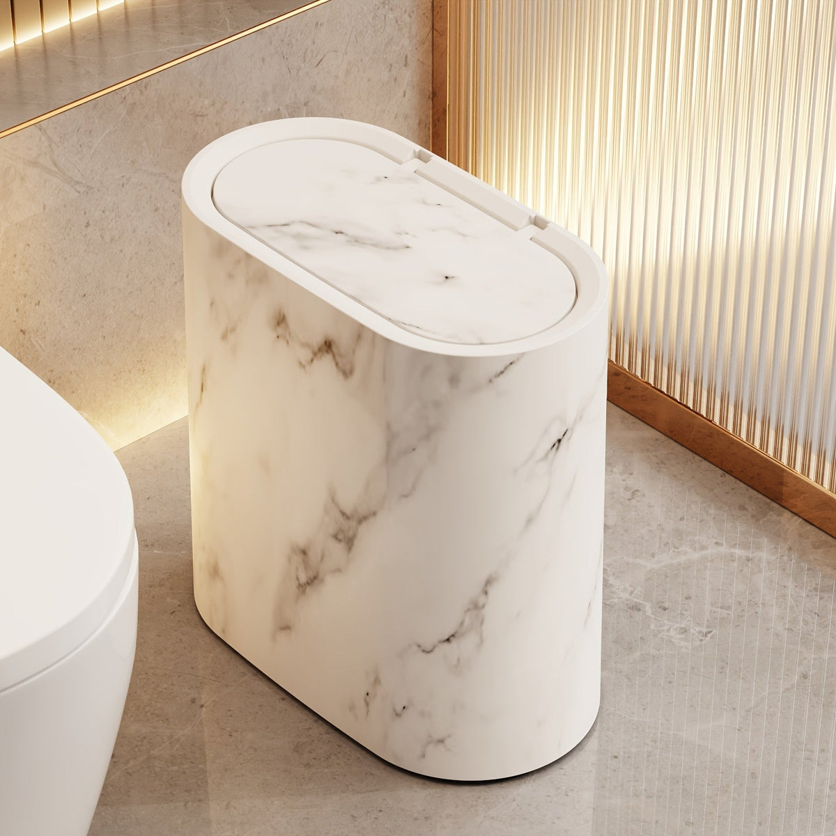 Poubelle de salle de bain, cuisine design avec couvercle, format compact et finition élégante-décoration intérieure-Oslo France