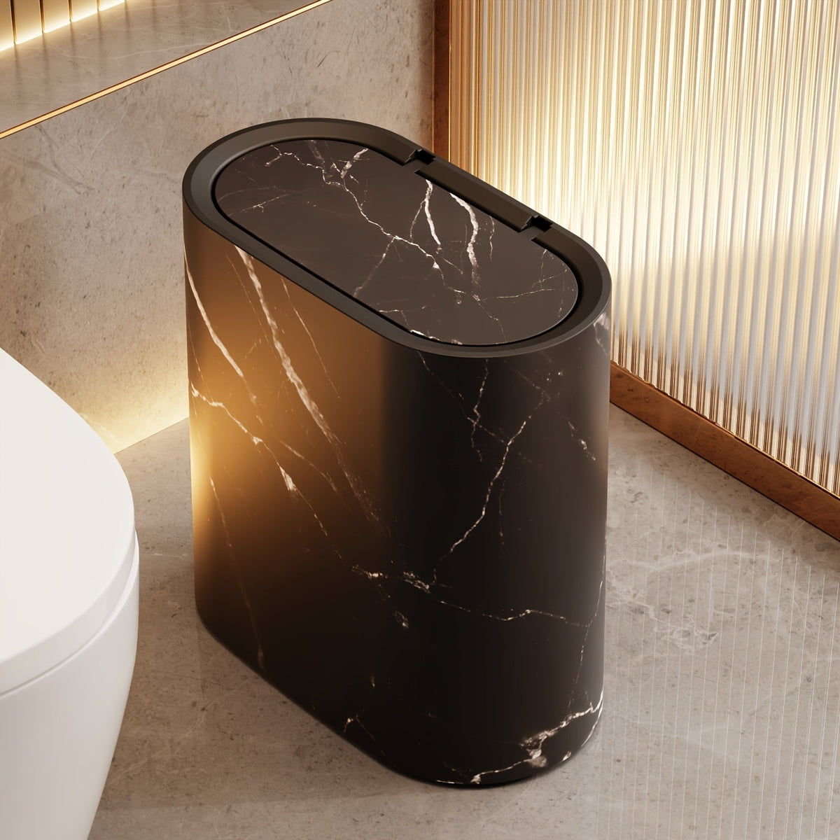 Poubelle de salle de bain, cuisine design avec couvercle, format compact et finition élégante-décoration intérieure-Oslo France