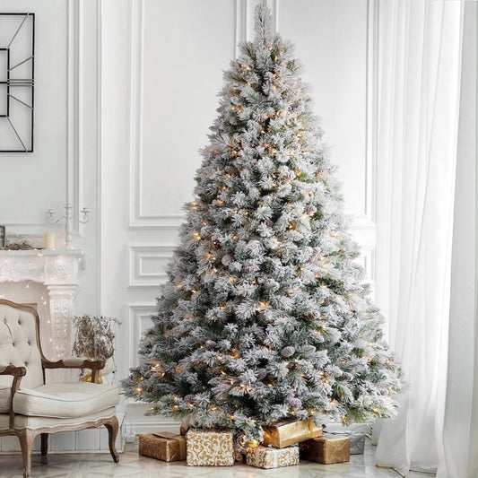 Arbre de Noël Éclairé Double Couleur LED Neige Artificielle - BlxckFR