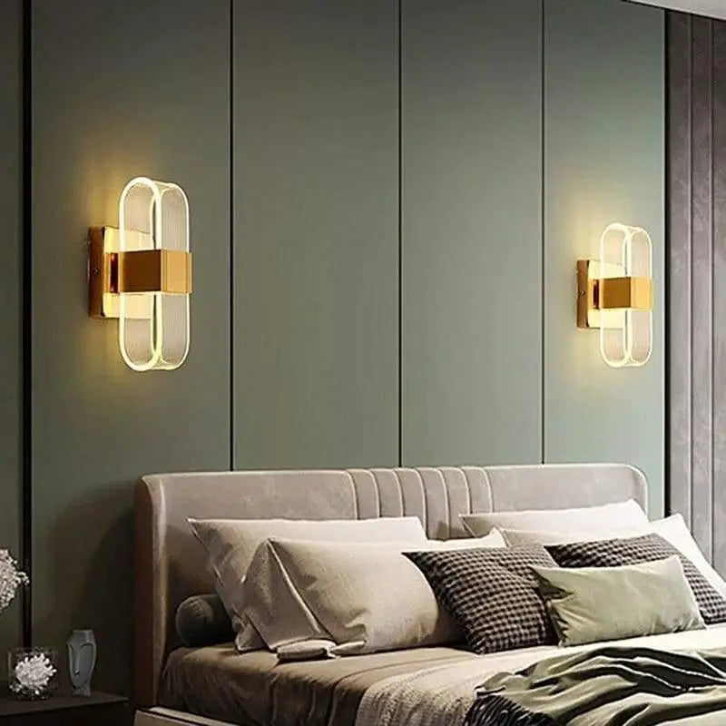 Lampe Murale LED Élégante Or et Noir Style Nordique