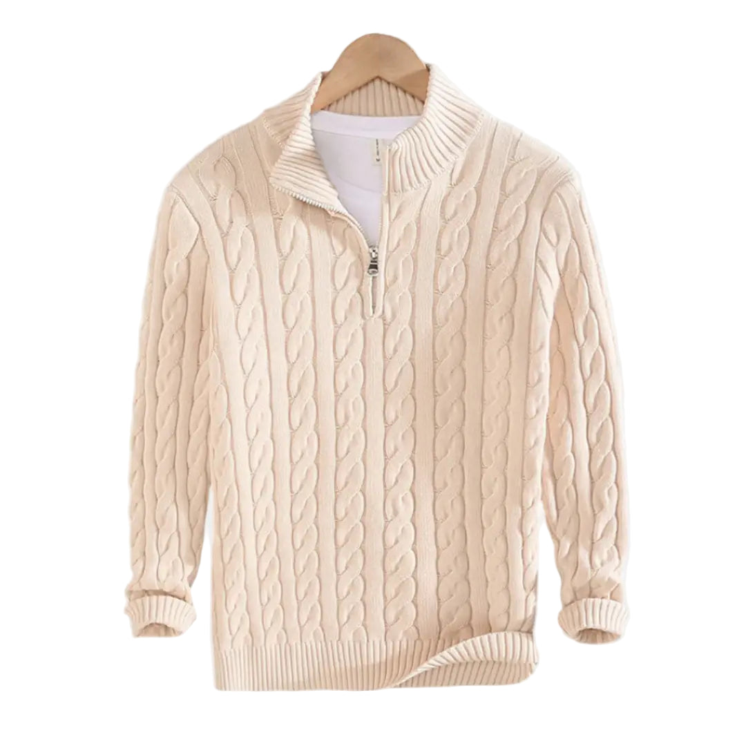 Pull Homme Demi-zip Coton Coupe Casual - Foivo