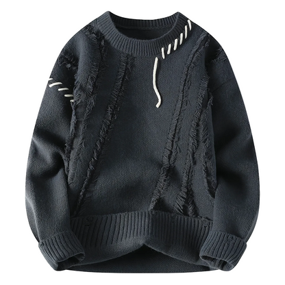 Pull Homme Patchwork Coton Coupe Classique - Foivo