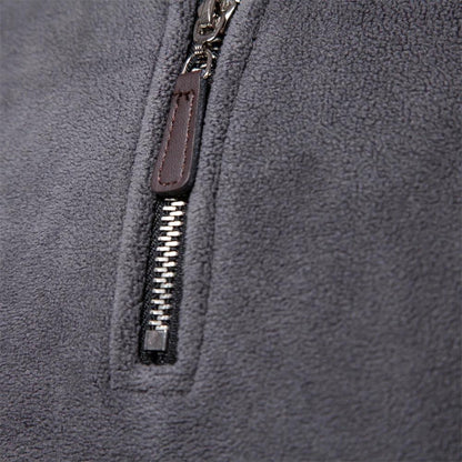 Pull Over Homme Fleece Décontracté Col Rabattu Manches Longues 3