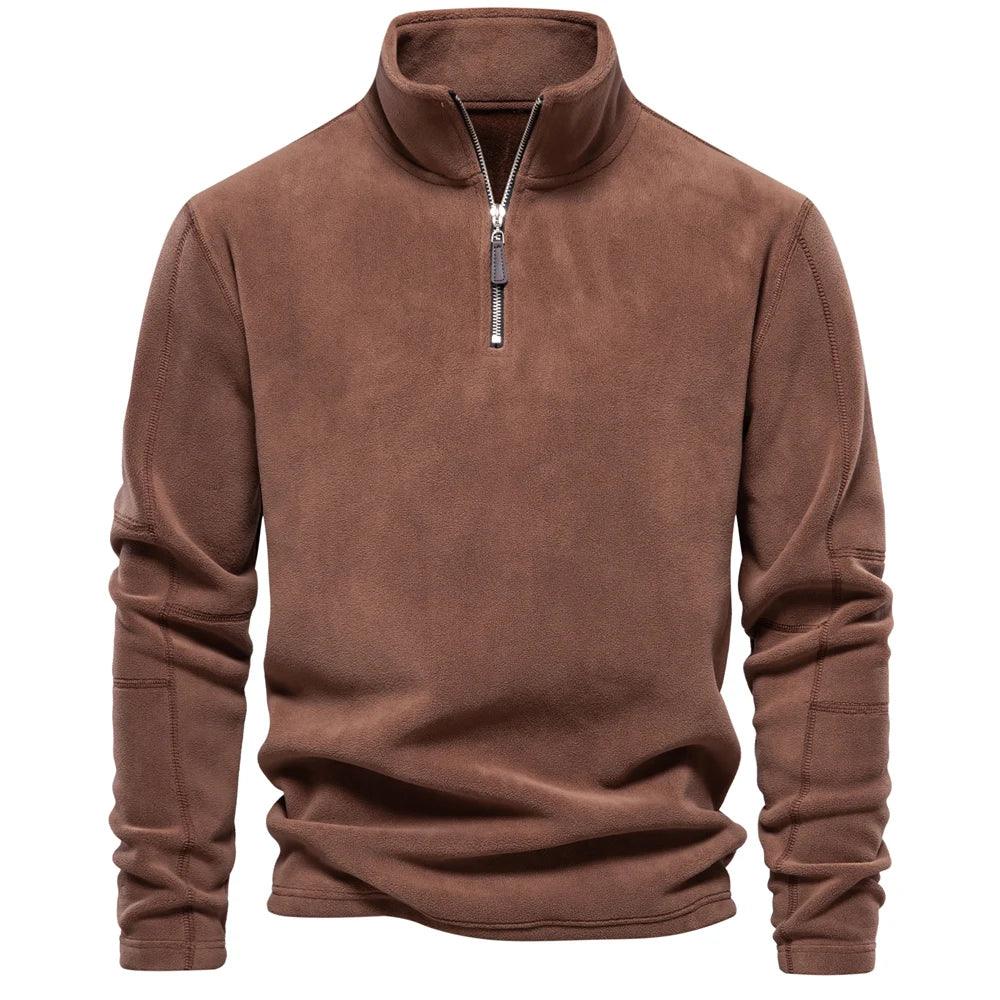 Pull Over Homme Fleece Décontracté Col Rabattu Manches Longues 7