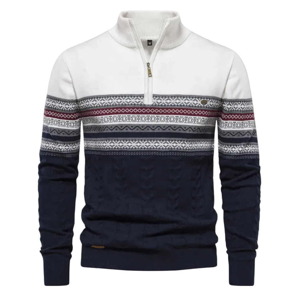 Pull Zippé Homme Coton Coupe Ajustée - Foivo