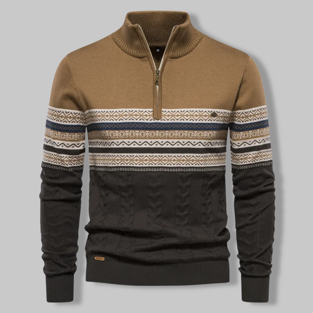 Pull Zippé Rayé pour Homme Chic 1
