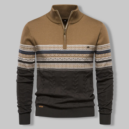 Pull Zippé Rayé pour Homme Chic 1