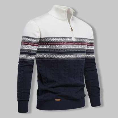 Pull Zippé Rayé pour Homme Chic 2