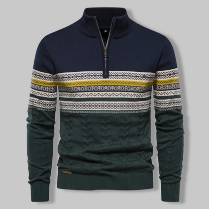 Pull Zippé Rayé pour Homme Chic 3