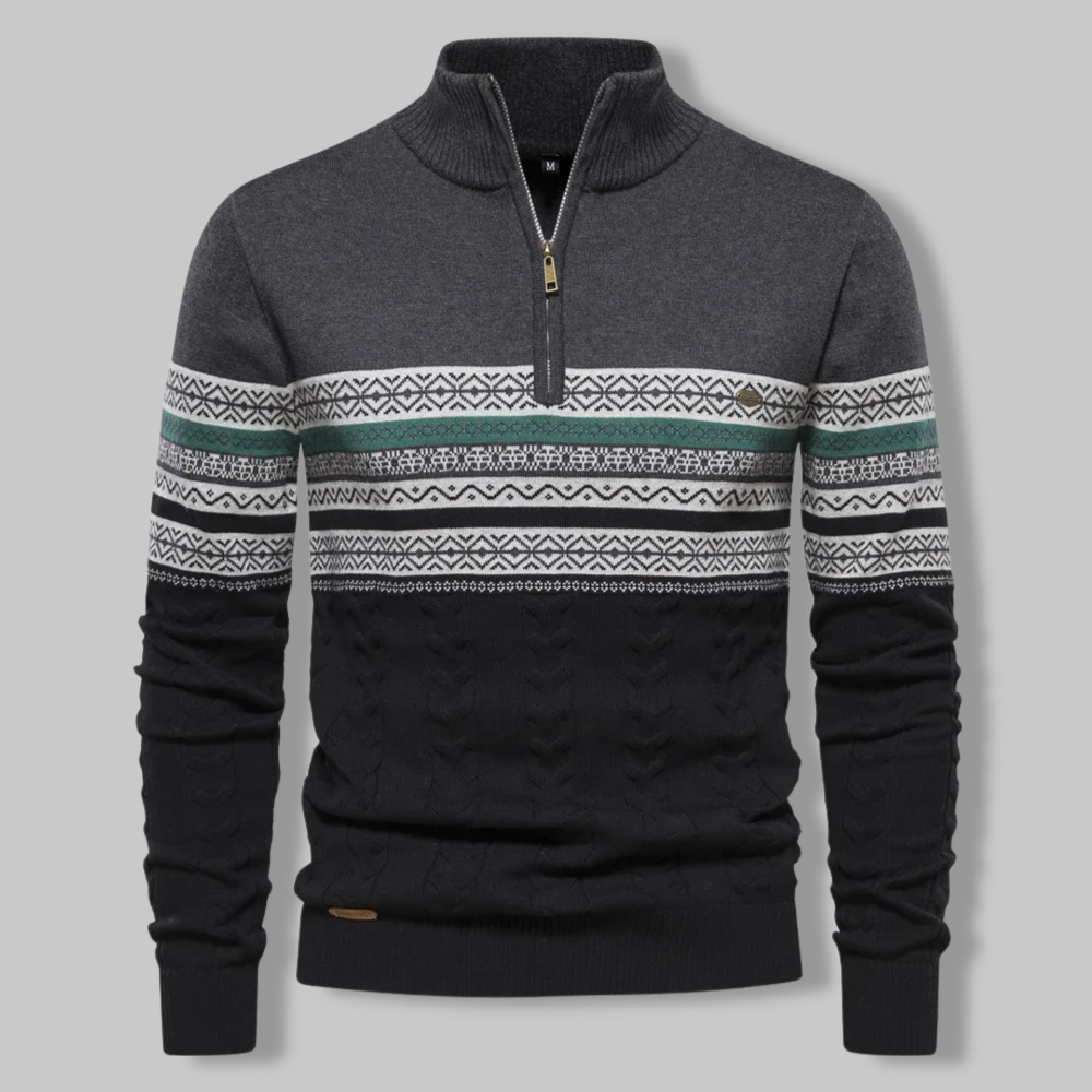 Pull Zippé Rayé pour Homme Chic 4