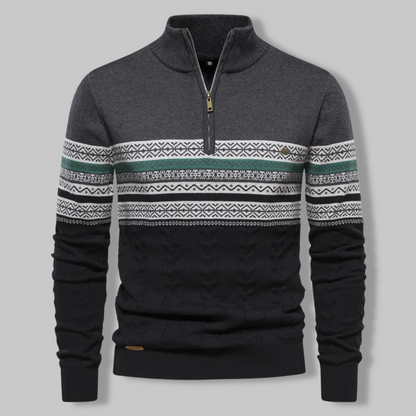 Pull Zippé Rayé pour Homme Chic 4