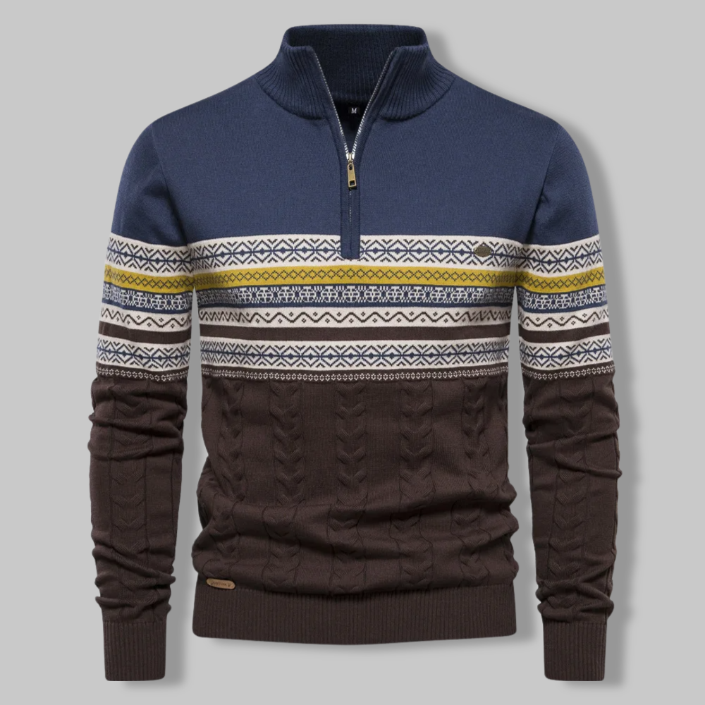Pull Zippé Rayé pour Homme Chic 5