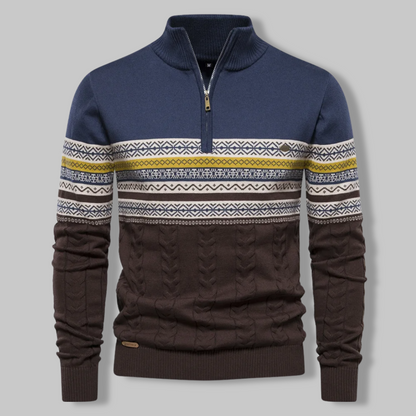 Pull Zippé Rayé pour Homme Chic 5