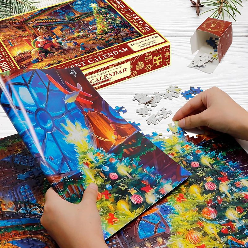 Puzzle Calendrier de lAvent Enfant Scène Festive