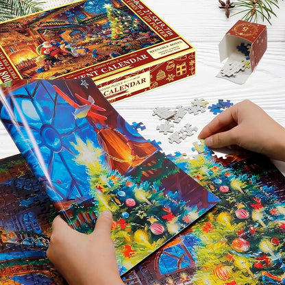 Puzzle Calendrier de lAvent Enfant Scène Festive