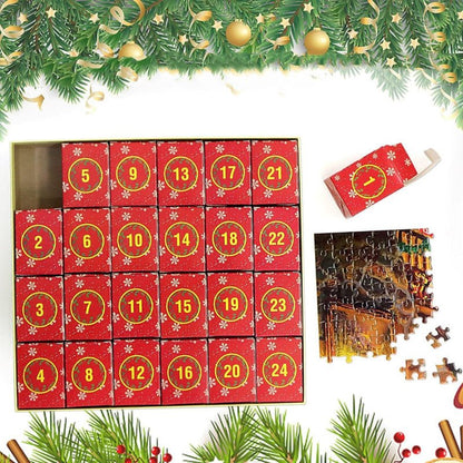 Puzzle Calendrier de lAvent Enfant Scène Festive