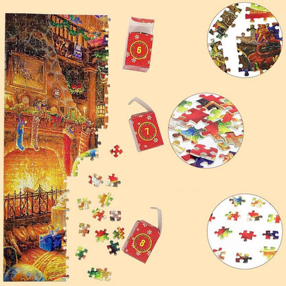 Puzzle Calendrier de lAvent Enfant Scène Festive