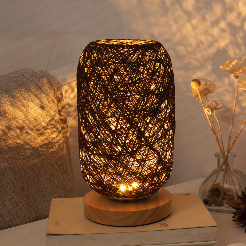 Lampe de Table Tressée Chic Décoratif - blxckfr