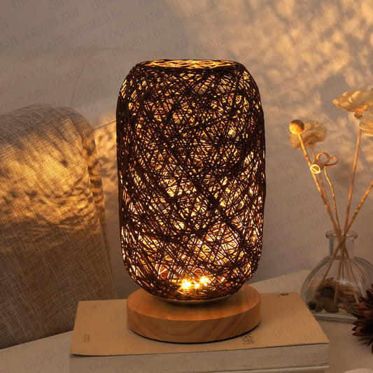 Lampe de Table Tressée Chic Décoratif - blxckfr