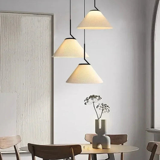 Lampe Suspendue Minimaliste Blanc – Élégant LED en Tissu - Foivo