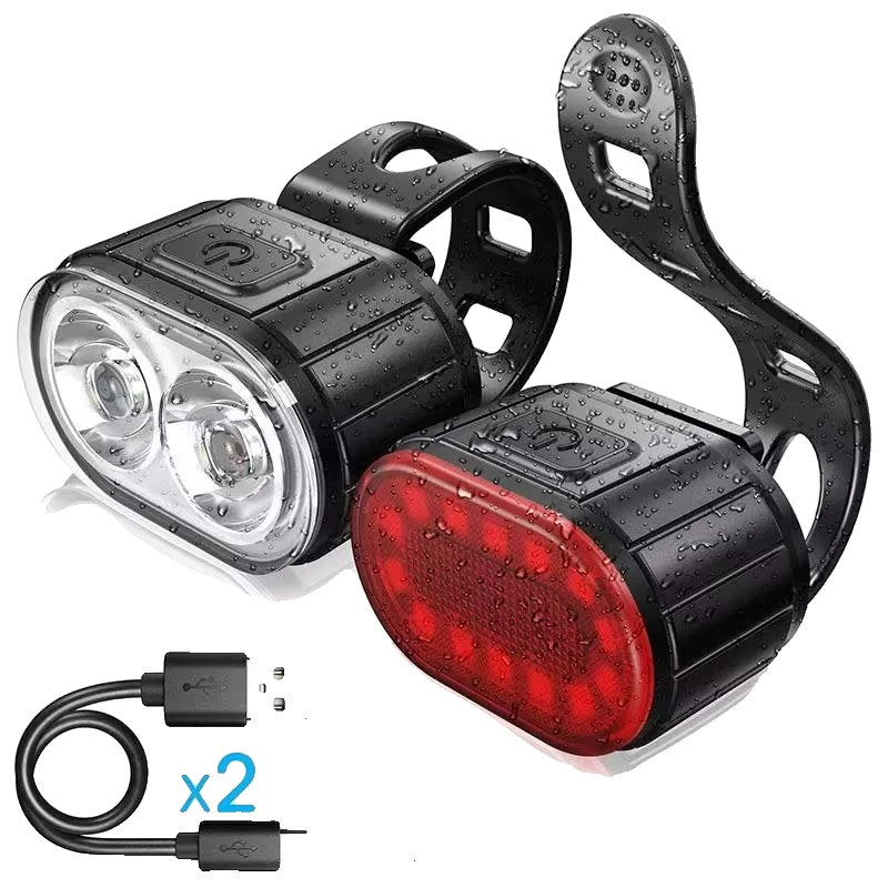 Lampe Vélo Étanche Rechargeable - Ensemble Phare Avant et Arrière Très Luminieux - Foivo